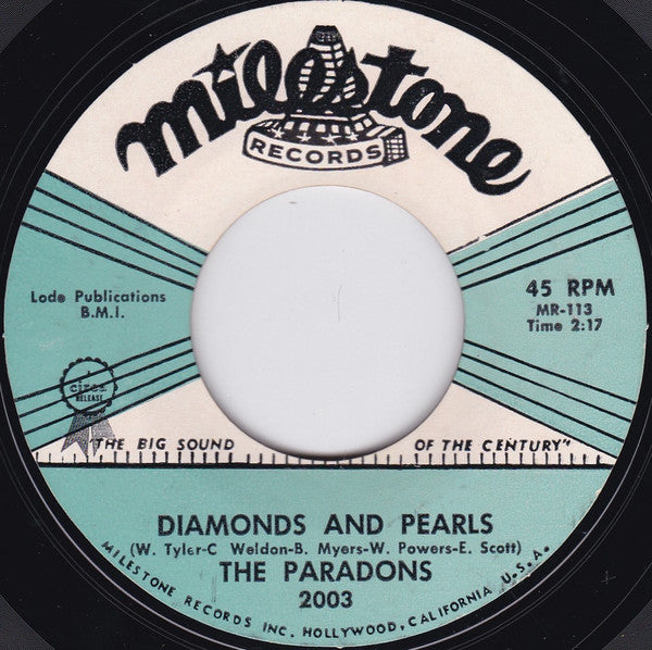 The Paradons : Diamonds And Pearls / I Want Love (7", Single, Styrene)