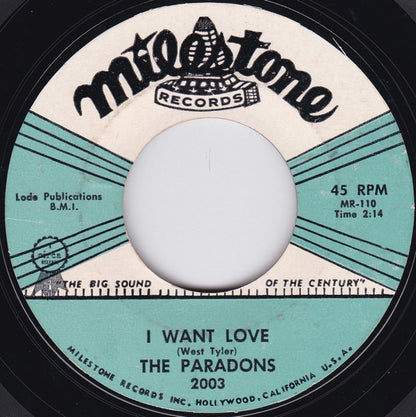 The Paradons : Diamonds And Pearls / I Want Love (7", Single, Styrene)