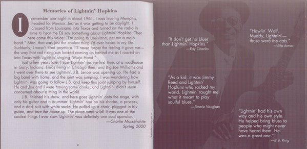 Lightnin' Hopkins : The Very Best Of Lightnin' Hopkins (CD, Comp, RM)