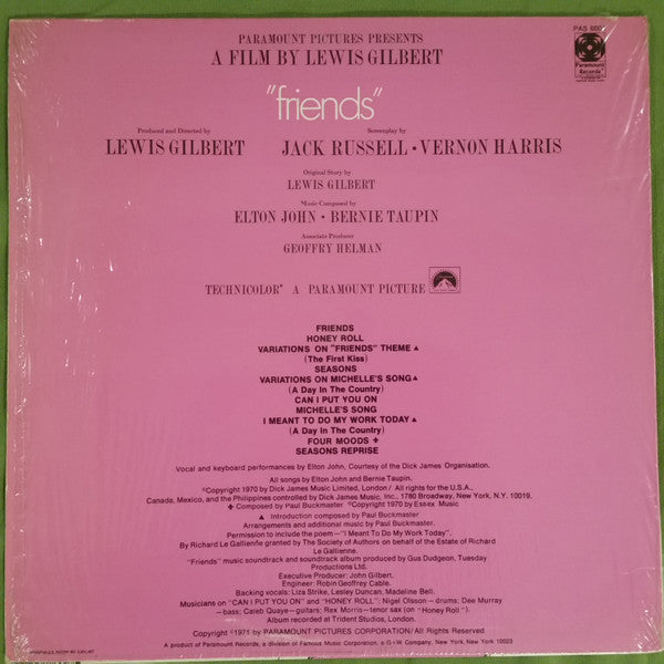 Elton John : Friends (LP, Album, RE, PRC)