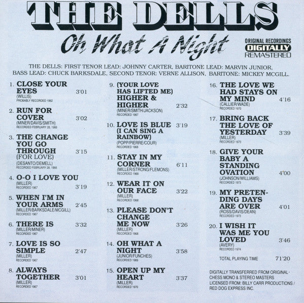 The Dells : Oh What A Night (CD, Comp, RM)