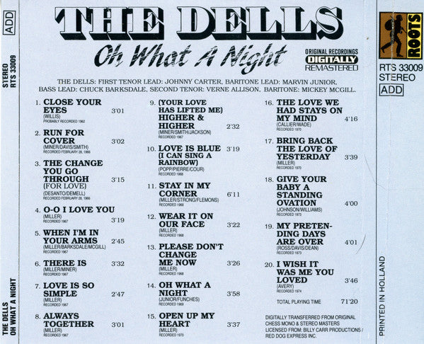 The Dells : Oh What A Night (CD, Comp, RM)