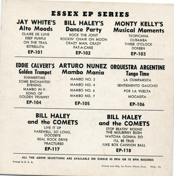 Bill Haley And His Comets : For Your Dance Party ! (7", EP)