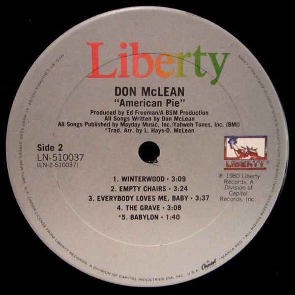 Don McLean : American Pie (LP, Album, Club, RE, Car)