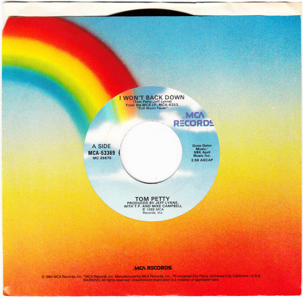 Tom Petty : I Won't Back Down / The Apartment Song (7", Single, Glo)