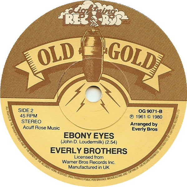 Everly Brothers : Walk Right Back / Ebony Eyes (7", Single, RE)