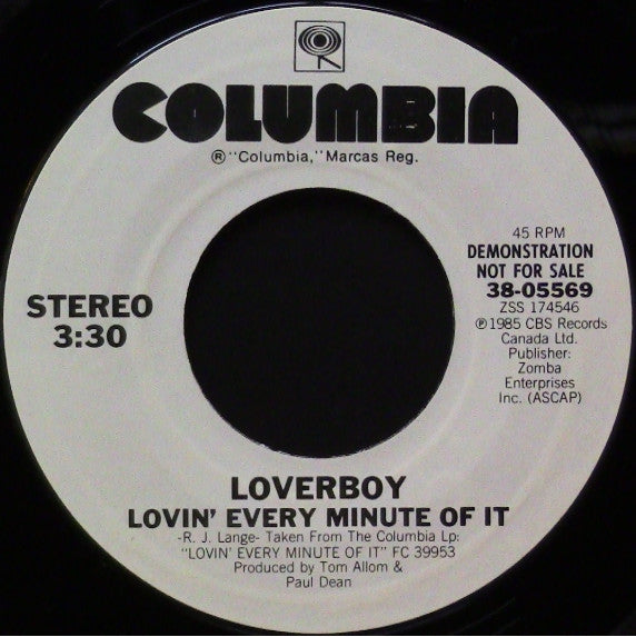 Loverboy : Lovin' Every Minute Of It (7", Single, Promo, Styrene)
