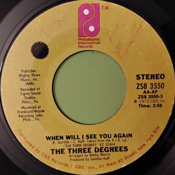 The Three Degrees : When Will I See You Again (7", Single, Styrene, Pit)