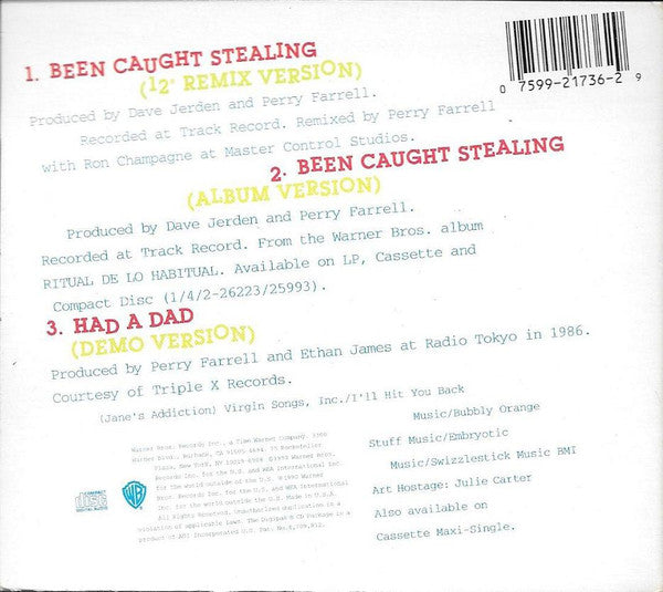 Jane's Addiction : Been Caught Stealing (CD, Maxi, Dig)