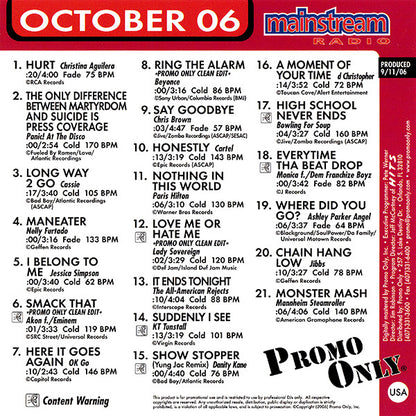 Various : Promo Only Mainstream Radio: October 06 (CD, Comp, Promo)