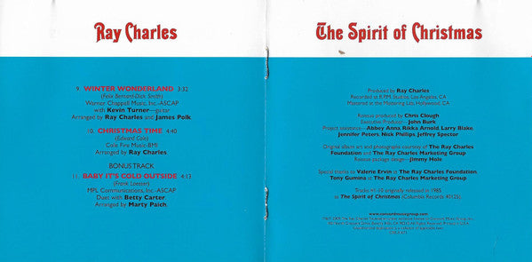 Ray Charles : The Spirit Of Christmas (CD, Album, RE)