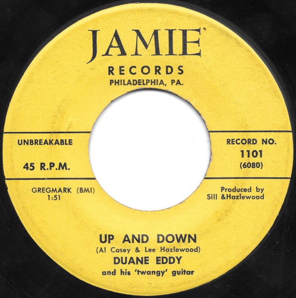 Duane Eddy : Moovin' N' Groovin' / Up And Down (7", Single, Yel)