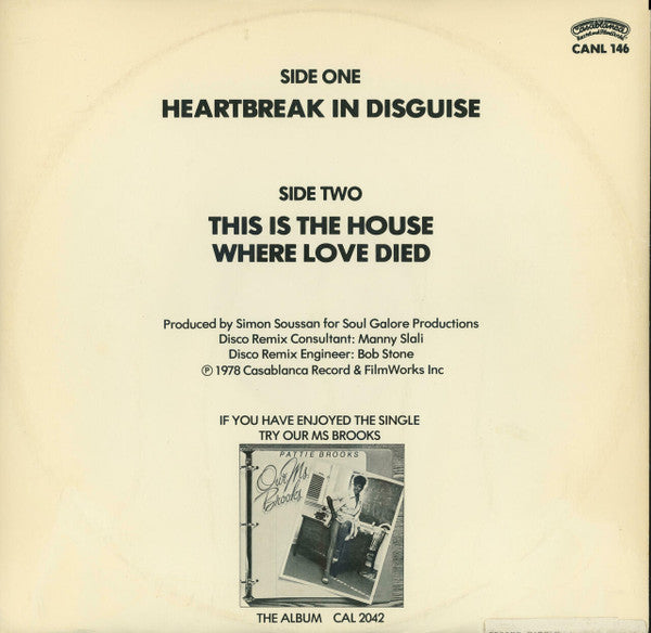 Pattie Brooks : Heartbreak In Disguise (12", Blu)