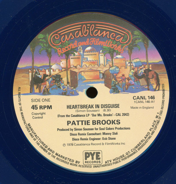 Pattie Brooks : Heartbreak In Disguise (12", Blu)