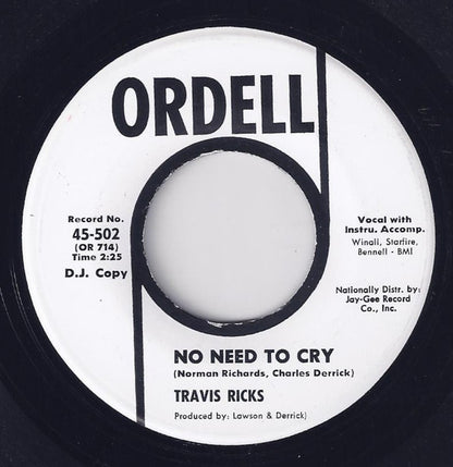 Travis Ricks : Little Girl Don't You Cry / No Need To Cry (7", Promo)