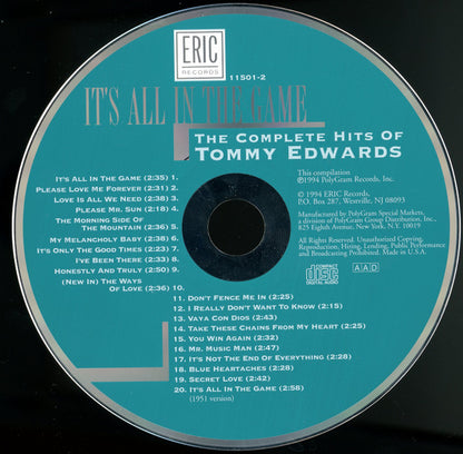 Tommy Edwards : It's All In The Game: The Complete Hits Of Tommy Edwards (CD, Comp, Mono)