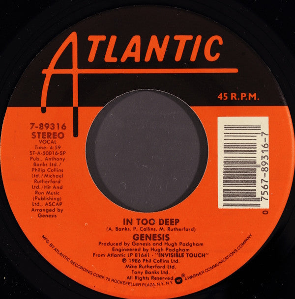 Genesis : In Too Deep (7", Single, SP )