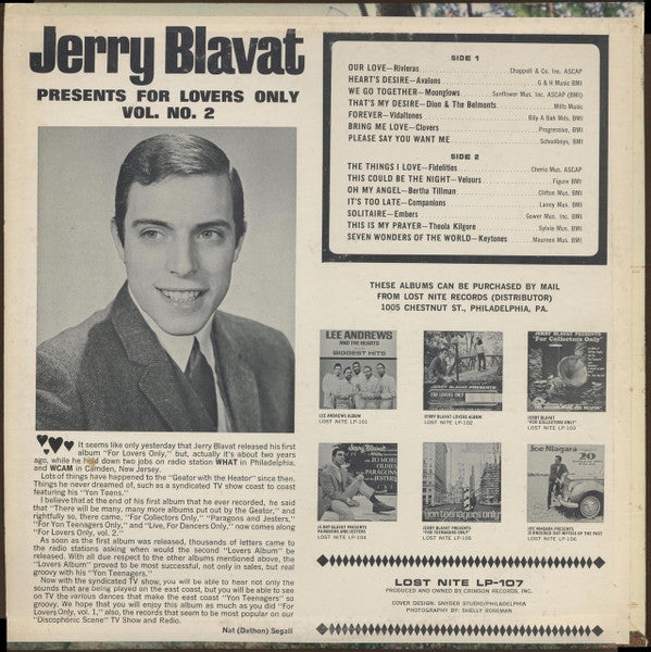 Various , Presented By Jerry Blavat : Jerry Blavat Presents For Lovers Only Vol. No. 2 (LP, Comp)