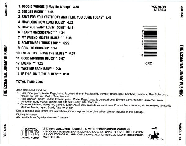 Jimmy Rushing : The Essential Jimmy Rushing (CD, Comp, Club, RM)