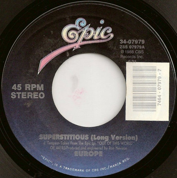 Europe (2) : Superstitious (7", Single, Styrene)