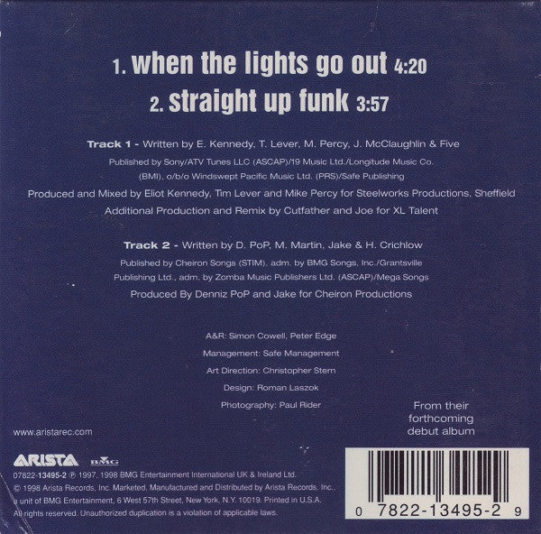 Five : When The Lights Go Out (CD, Single, Car)