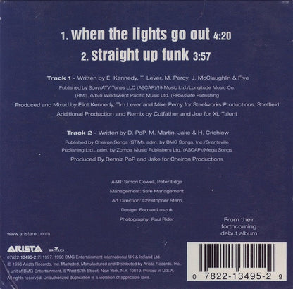 Five : When The Lights Go Out (CD, Single, Car)