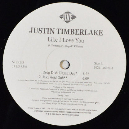 Justin Timberlake : Like I Love You (The Club Mixes) (12", Promo)