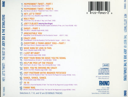 Joey Dee & The Starliters : Hey Let's Twist! The Best Of Joey Dee And The Starliters (CD, Comp, RM)
