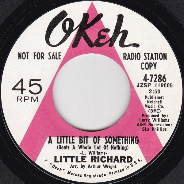 Little Richard : A Little Bit Of Something (Beats A Whole Lot Of Nothing) / Money (7", Single, Promo, Styrene)