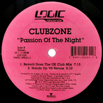 Clubzone Featuring Ricardo Lyte And Beverley Skeete : Passion Of The Night / Hands Up '95 (12")
