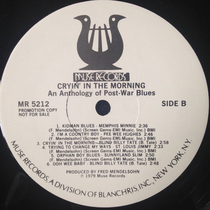 Various : Cryin' In The Morning - An Anthology Of Post-War Blues (LP, Comp, Promo)