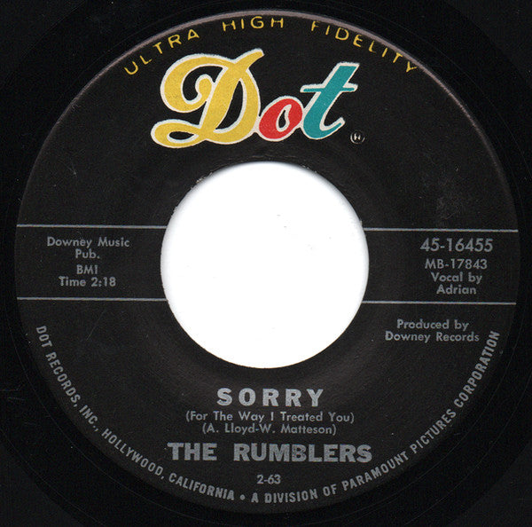 The Rumblers : Sorry (For The Way I Treated You) / Boss Strikes Back (7")