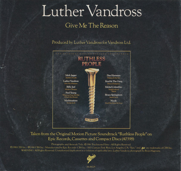 Luther Vandross : Give Me The Reason (7", Single)
