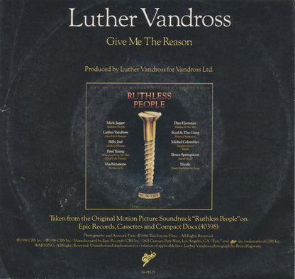 Luther Vandross : Give Me The Reason (7", Single)