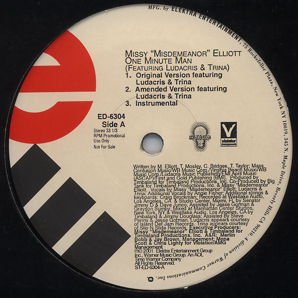 Missy Elliott Featuring Ludacris And Trina : One Minute Man / Whatcha Gon’ Do (12", Single, Promo)