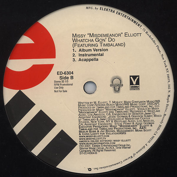 Missy Elliott Featuring Ludacris And Trina : One Minute Man / Whatcha Gon’ Do (12", Single, Promo)