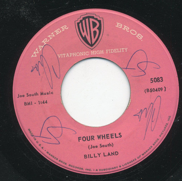 Billy Land : Four Wheels (7", Single)