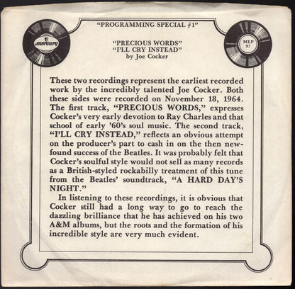 Joe Cocker , And Jesse Colin Young : Those Precious Words (7", EP, Promo, Styrene)
