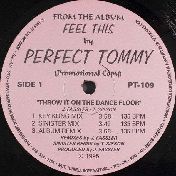 Perfect Tommy : Throw It On The Dance Floor (12", Promo)