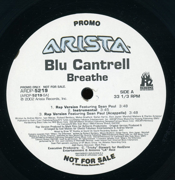 Blu Cantrell : Breathe (12", Single, Promo)