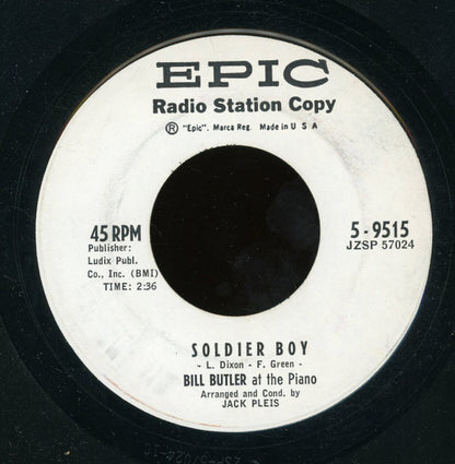 Bill Butler (7) : Bill Butler At The Piano - Just For Tonight / Soldier Boy (7", Single, Promo)