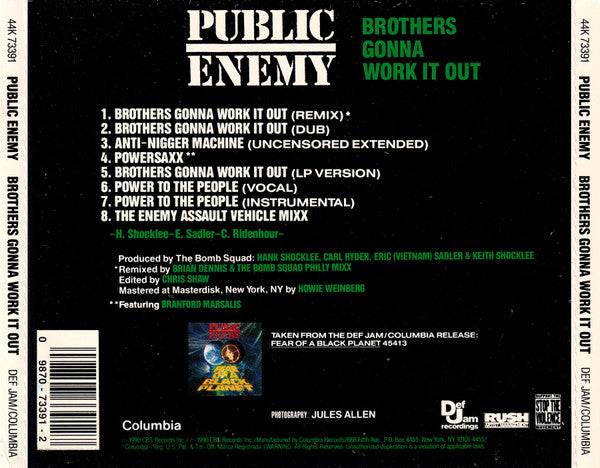 Public Enemy : Brothers Gonna Work It Out  / Anti-N★gger Machine / Power To The People (Maxi CD Summer Slammer) (CD, Maxi)