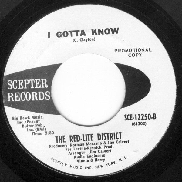The Red-Lite District : Mr. Feelgood / I Gotta Know (7", Single, Promo, Styrene)