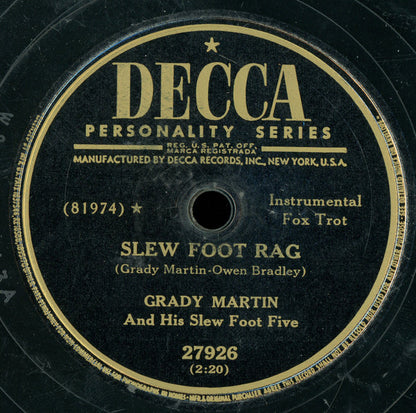 Roberta Lee And Grady Martin And The Slew Foot Five / Grady Martin And The Slew Foot Five : Tell Me Why / Slew Foot Rag (Shellac, 10")