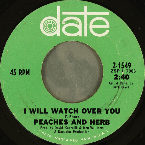 Peaches & Herb : Close Your Eyes (7", Styrene, Pit)