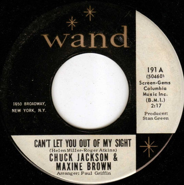 Chuck Jackson & Maxine Brown : Can't Let You Out Of My Sight / Don't Go (7", Single)