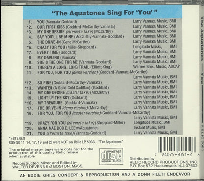 The Aquatones : The Aquatones Sing For "You" (CD, Album, Comp)