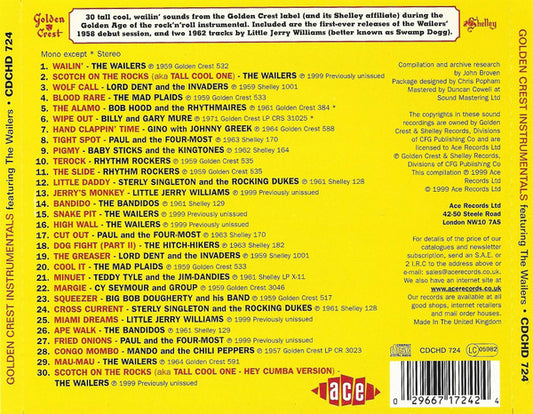 Various : Golden Crest Instrumentals Featuring The Wailers (CD, Comp)