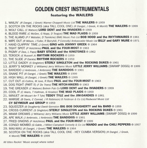 Various : Golden Crest Instrumentals Featuring The Wailers (CD, Comp)