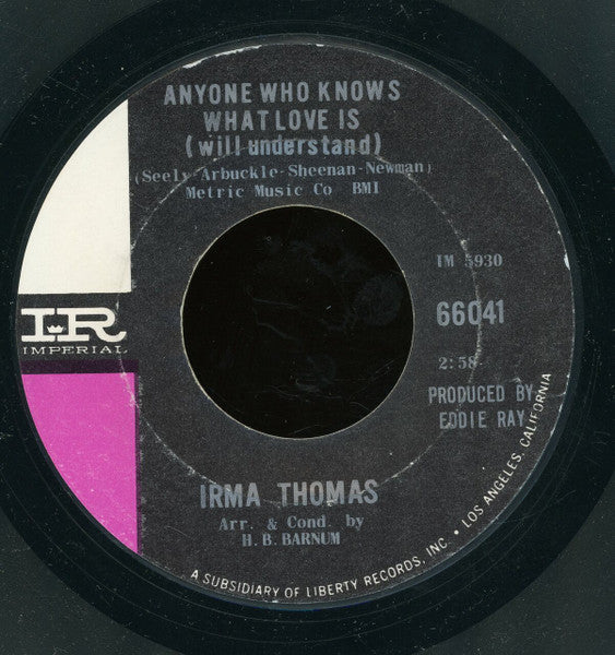Irma Thomas : Time Is On My Side / Anyone Who Knows What Love Is (Will Understand) (7", Single, Styrene, She)